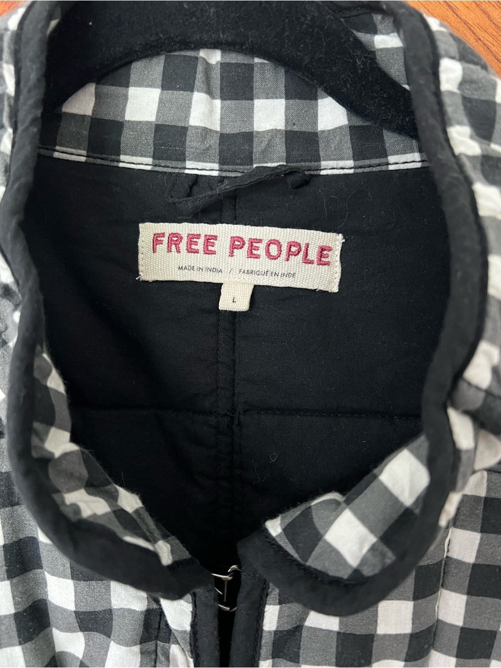 Free People Chloe Jacket Size Large - Black & White Gingham RT $198 - Picture 2 of 5